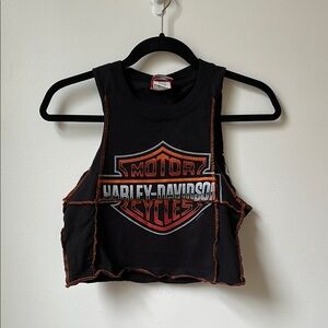 Reworked Harley-Davidson Black and Orange Logo Tank